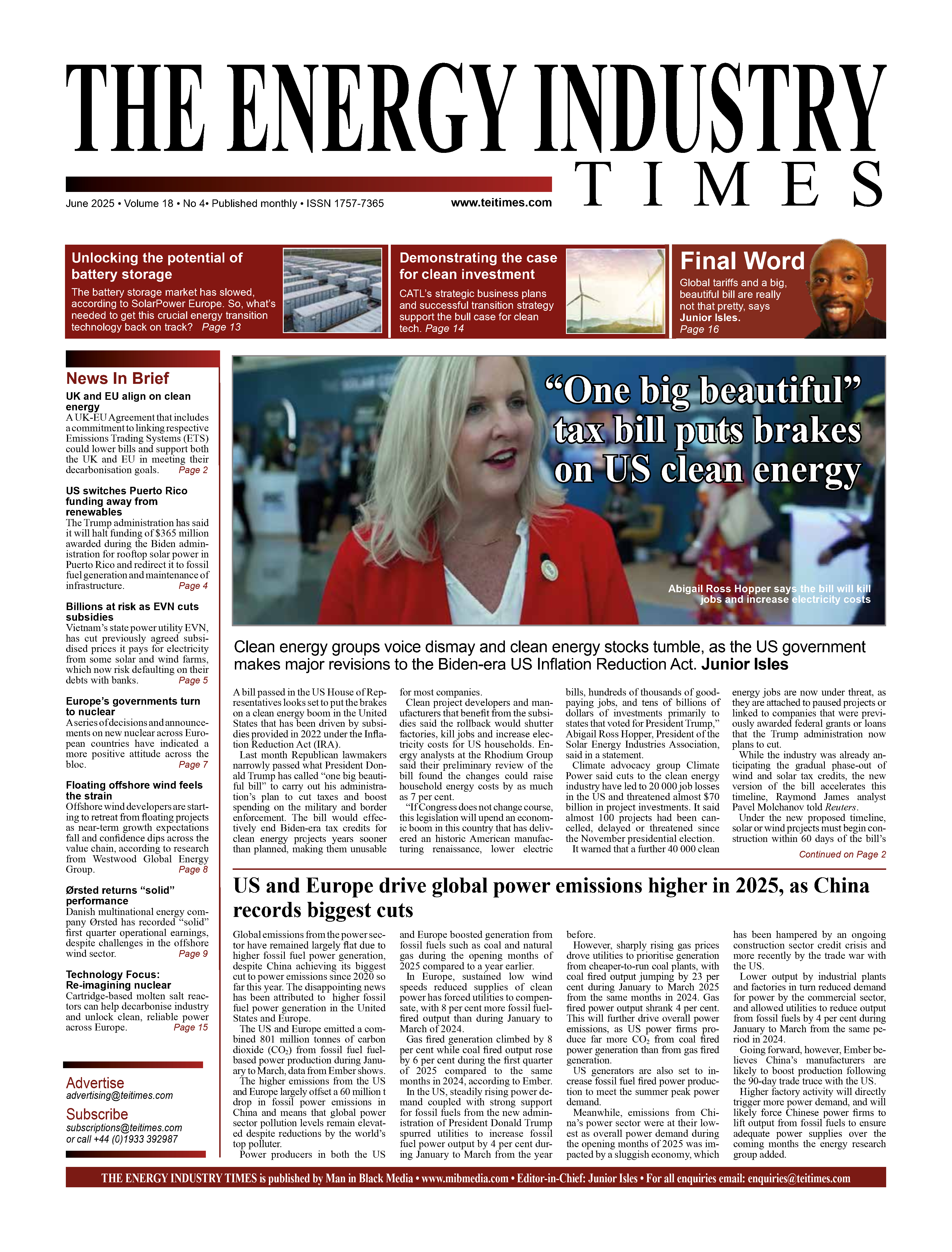 Selected highlights from the June 2025 edition of The Energy Industry Times