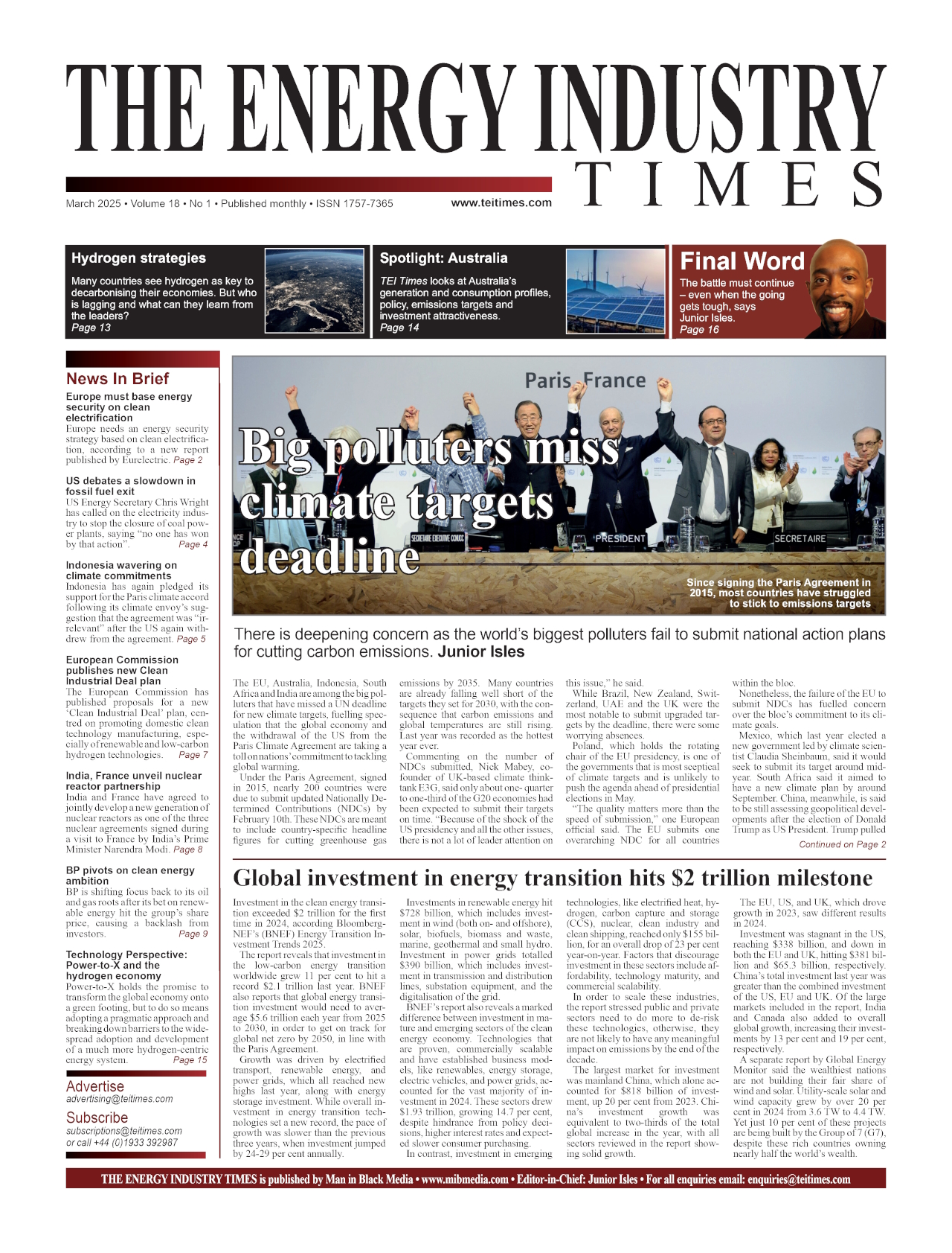 Selected highlights from the March 2025 edition of The Energy Industry Times