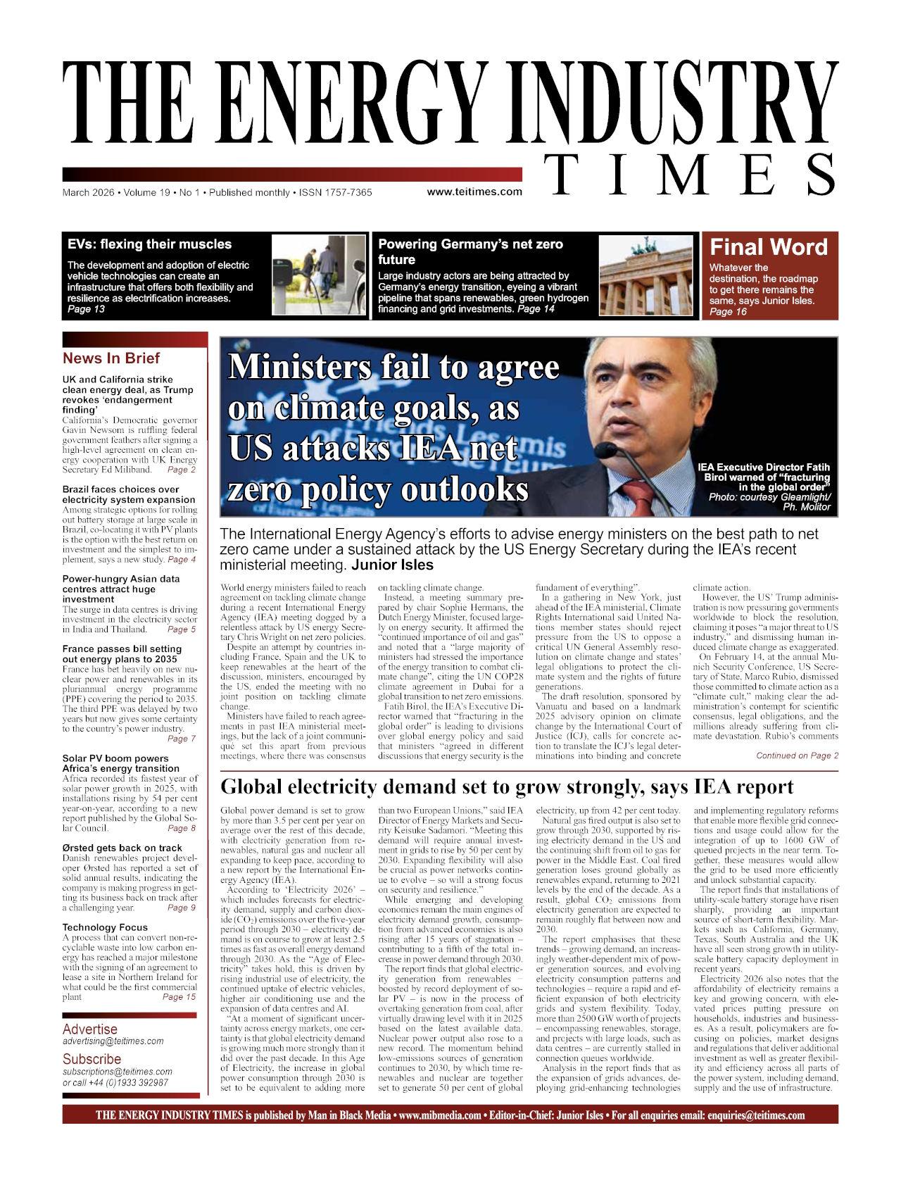 Selected highlights from the March 2026 edition of The Energy Industry Times