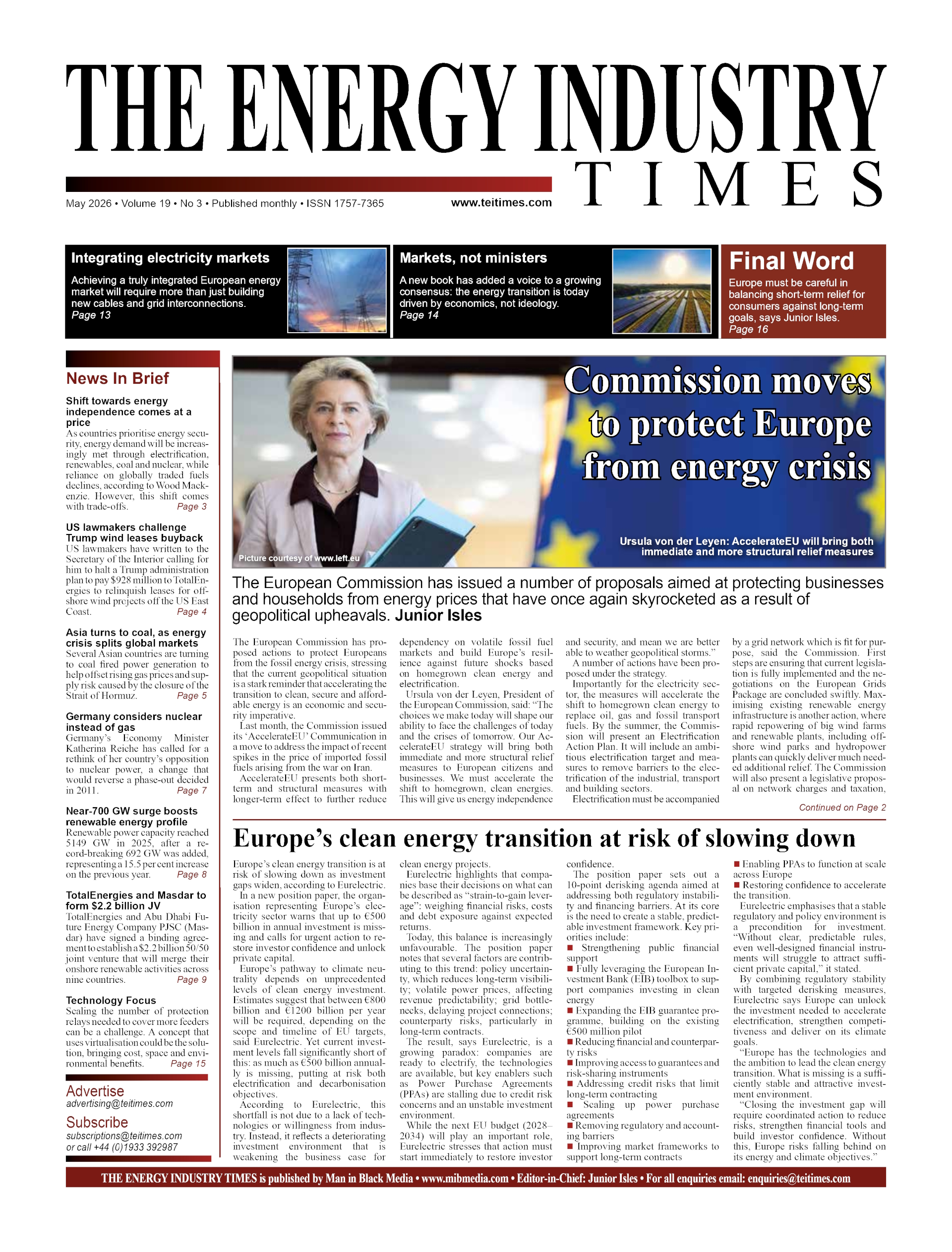 Selected highlights from the May 2026 edition of The Energy Industry Times