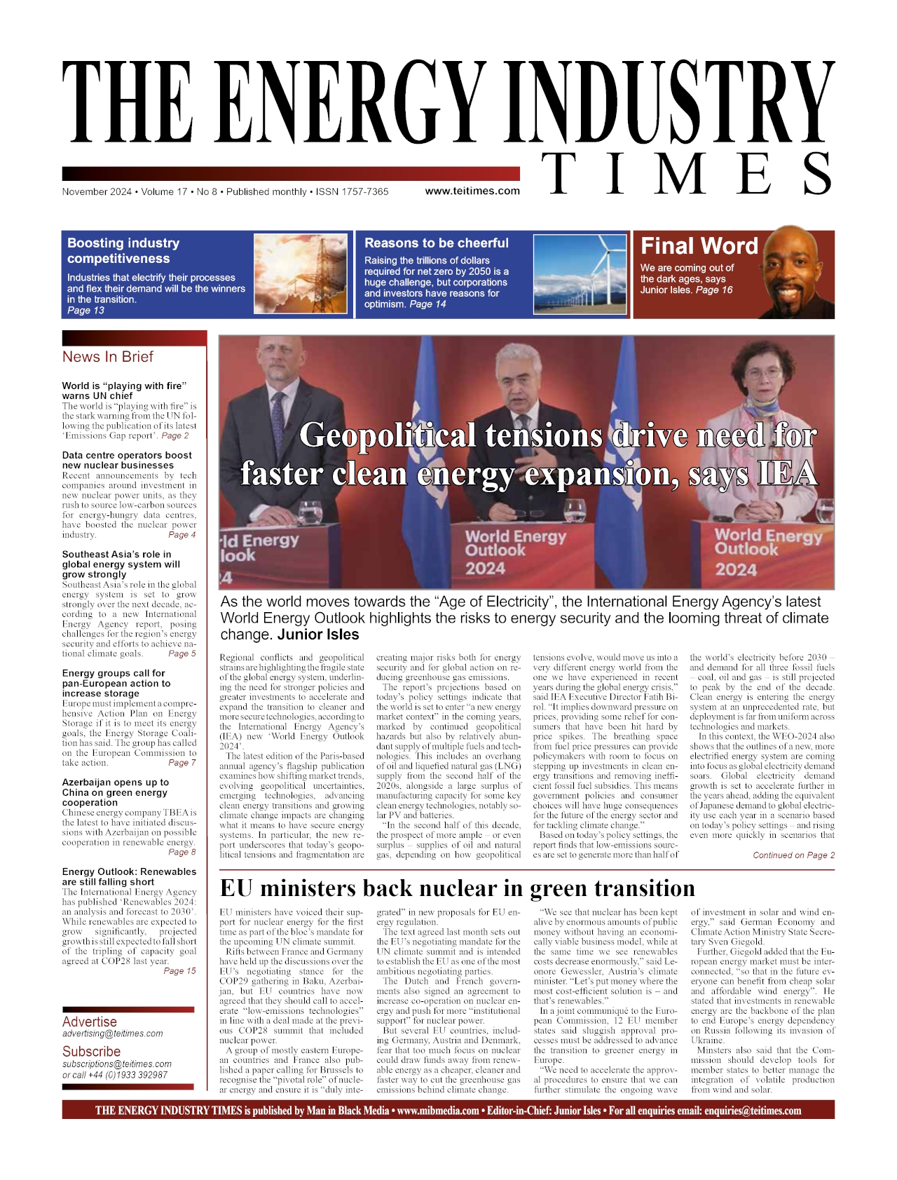 Selected highlights from the November 2024 edition of The Energy Industry Times