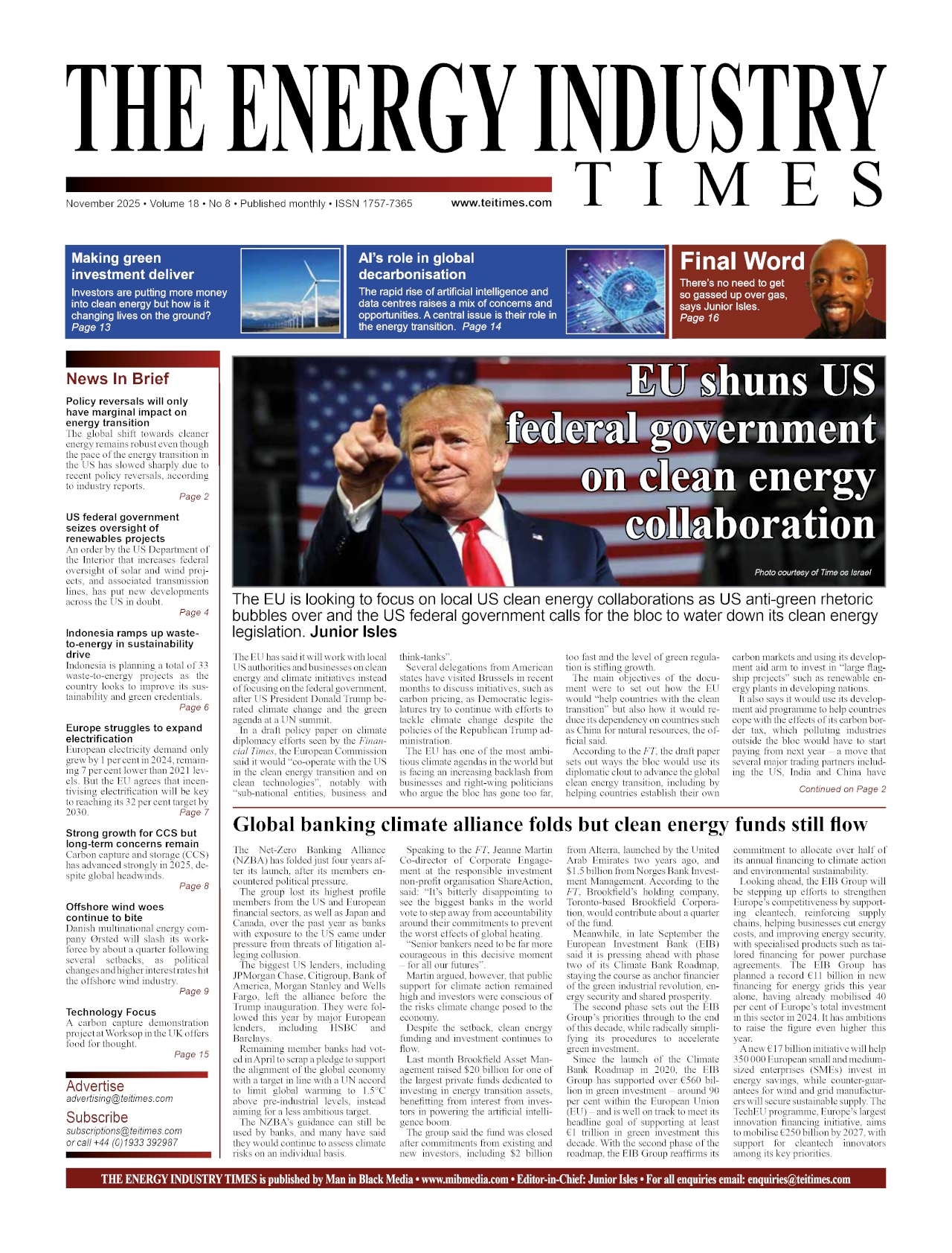 Selected highlights from the November 2025 edition of The Energy Industry Times