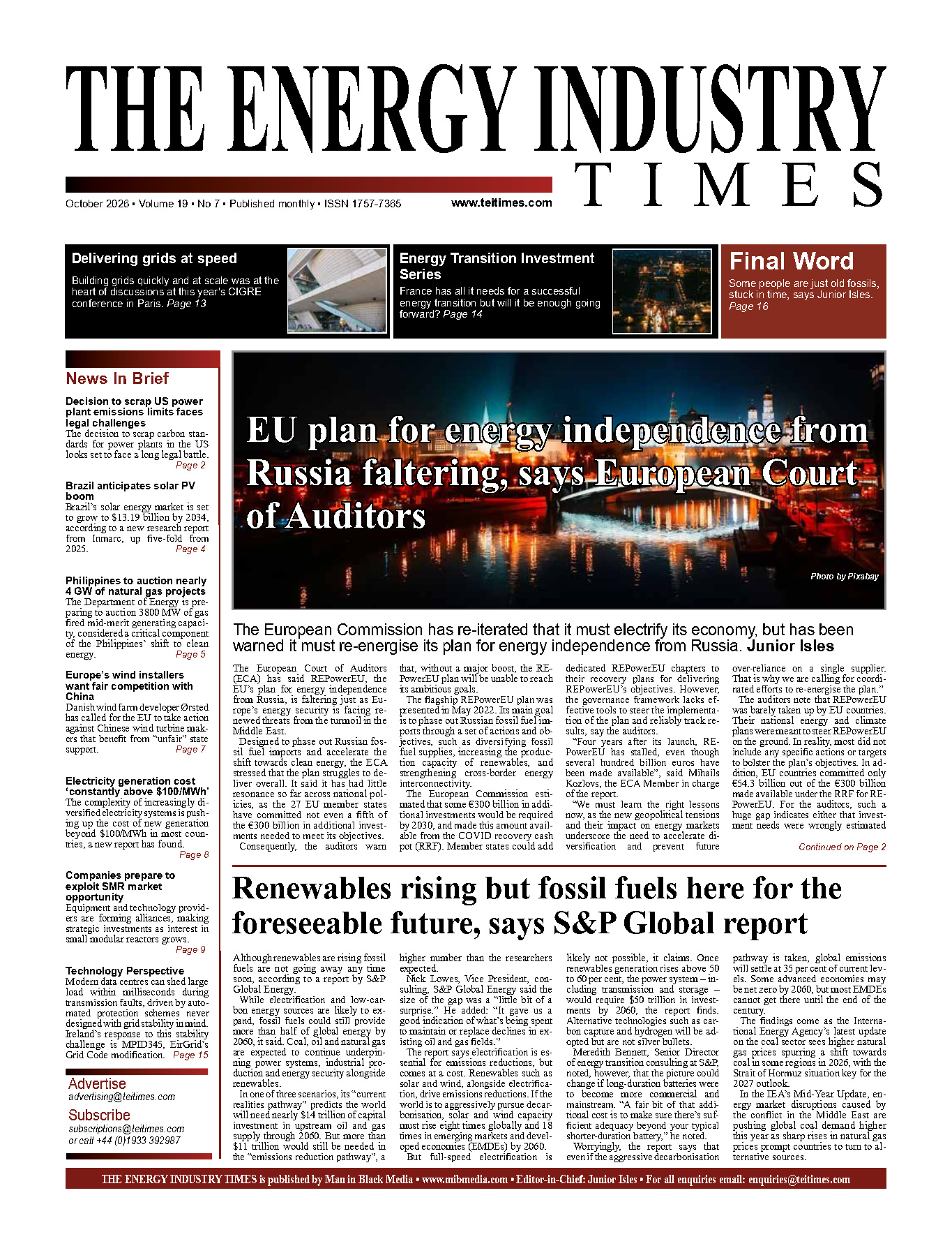 Selected highlights from the October 2026 edition of The Energy Industry Times